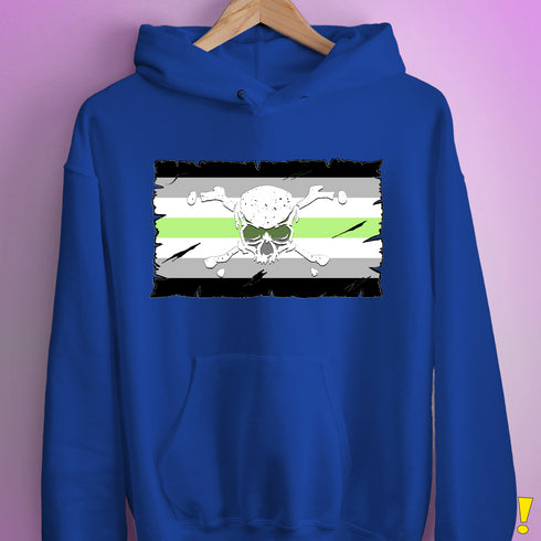 Agender Pride Pirate Flag Hoodie - Royal Blue
